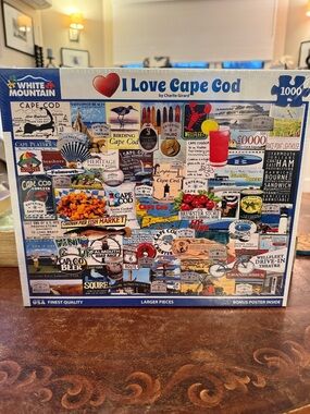 White Mountain I Love Cape Cod Collage Puzzle - Red, Blue, Yellow, White